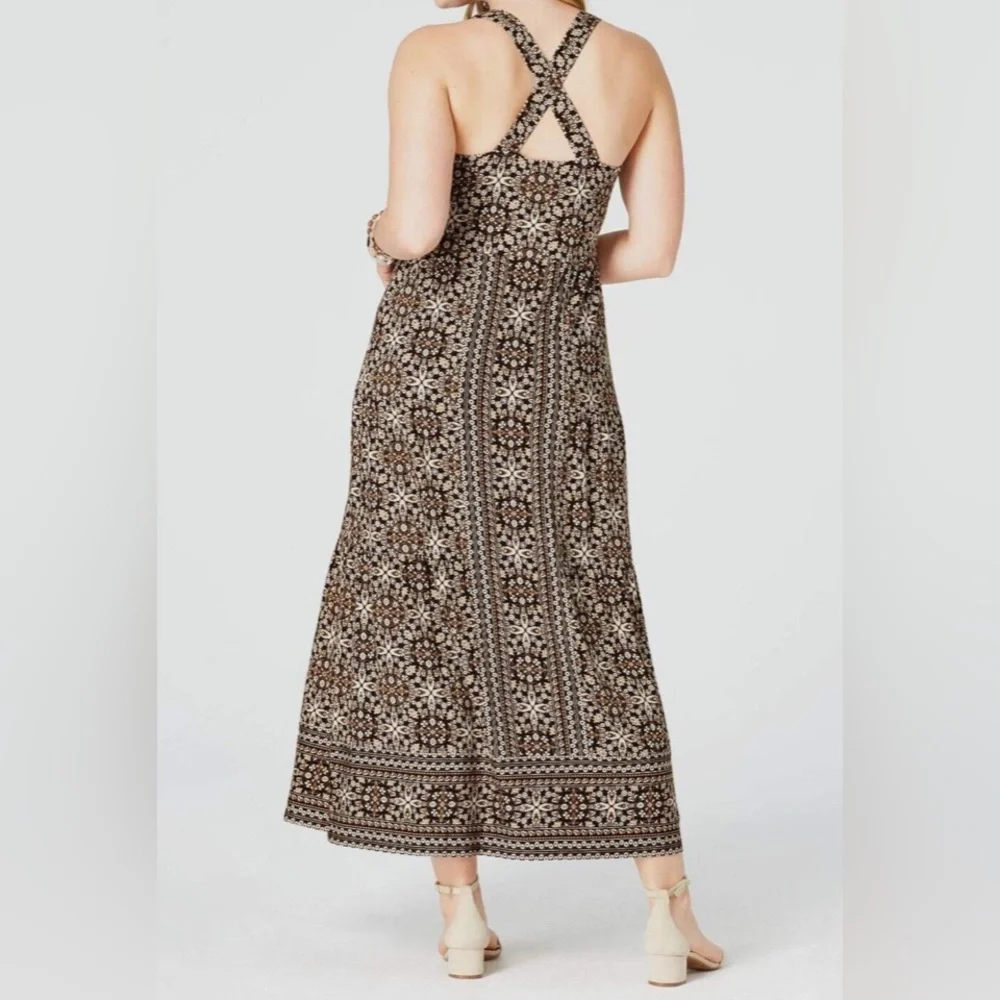 J. Jill Black and Cream Jersey Criss Back Maxi Dress Size XS - Picture 2 of 10